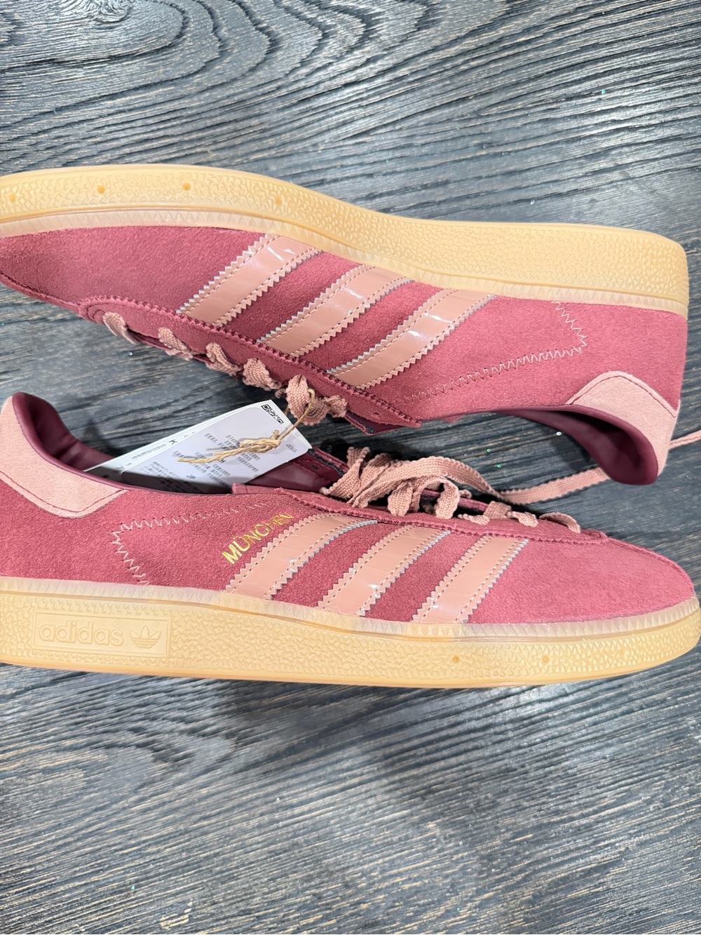 adidas Women's burgundy/Rose Pink Suede Sneakers with Gum Sole